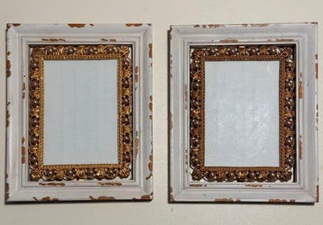 Glazen vitrinelijst (2)- Doble Marco Vintage - Hout, Messing
