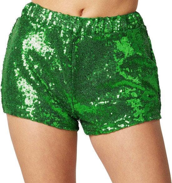 2dekans | Dressforfun Pailletten-short groen L -, Kinderen en Baby's, Carnavalskleding en Verkleedspullen, Ophalen of Verzenden