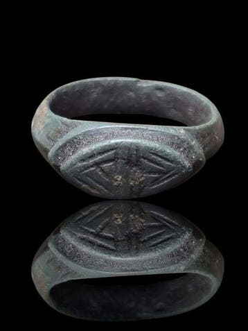 Époque Viking Sceau militaire en bronze éblouissant Bague