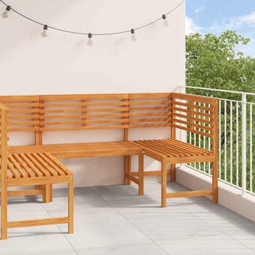 vidaXL Tuinbank set 3 pcs Bruin Massief Acacia Hout, Tuin en Terras, Tuinsets en Loungesets, Verzenden, Nieuw