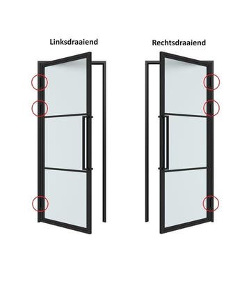 OUTLET: Stalen Binnendeur - Zwart - 4 Vlaks rond - Mat glas, Minder dan 80 cm, Binnendeur, Nieuw, Metaal