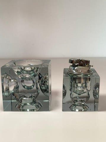 Set da Fumo Vintage - Briquet de table - Verre, métal - (2)