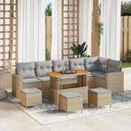 vidaXL Tuinbank Set 10 pcs Beige poly rattan, Verzenden