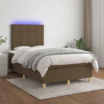 vidaXL Boxspring met matras en LED stof donkerbruin 120x200, Verzenden, Nieuw