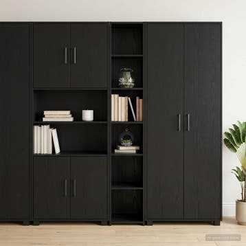 vidaXL Highboard Zwart eiken 30 x 41 x 185 cm Bewerkt hout, Verzenden, Nieuw