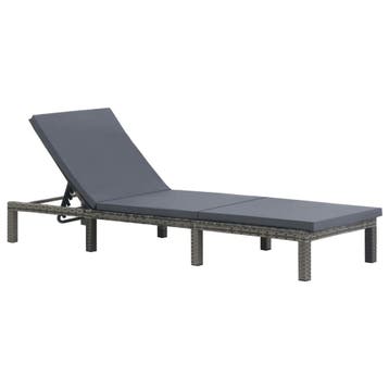 vidaXL Ligbed met kussen poly rattan antraciet, Verzenden