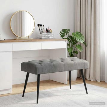 vidaXL Bank met knopen tufting Donkergrijs 80 x 40 x 46 cm, Verzenden