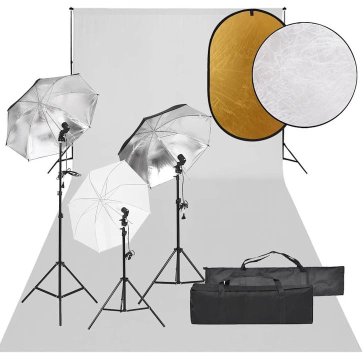 vidaXL Fotostudioset met verlichtingsset, achtergrond en, Audio, Tv en Foto, Fotografie | Fotostudio en Toebehoren, Nieuw, Verzenden