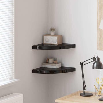 vidaXL Hoekschappen zwevend 2 st 35x35x3,8 cm MDF hoogglans, Verzenden, Nieuw