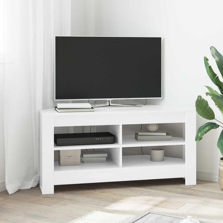 vidaXL HoekTVKabinet 102 x 40,5 x 45 cm Wit Bewerkt hout, Huis en Inrichting, Kasten |Televisiemeubels, Nieuw, Verzenden