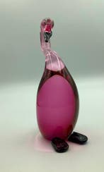 Statue, Glazen Murano zwaan en vis - 20 cm - Verre de Murano, Antiquités & Art