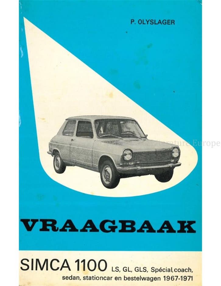 1967-1971 SIMCA 1100 VRAAGBAAK NEDERLANDS, Autos : Divers, Modes d'emploi & Notices d'utilisation