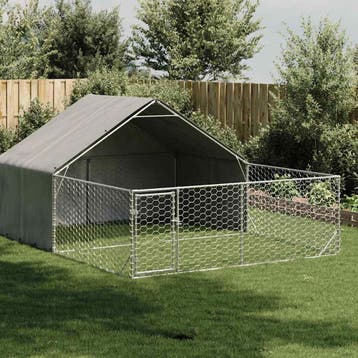 vidaXL Hondenkennel met ren 5x3x1,9 m gegalvaniseerd staal, Verzenden
