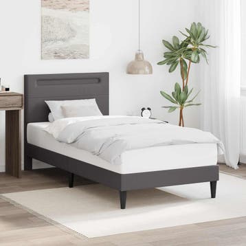 vidaXL Bedframe met LED-stripverlichting Grijs 90 x 190 cm, Verzenden, Nieuw