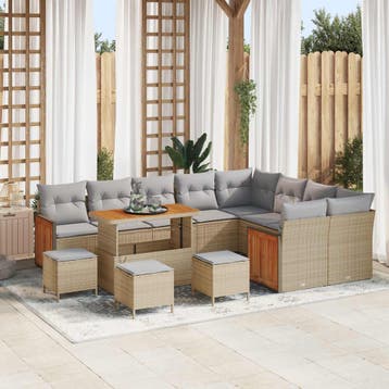vidaXL Tuinbank Set 13 st 13-Aantal zitplaatsen Beige en, Verzenden