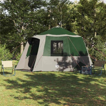vidaXL Cabin Tent 12-Person 10-persoons Groen en Wit, Verzenden, Nieuw