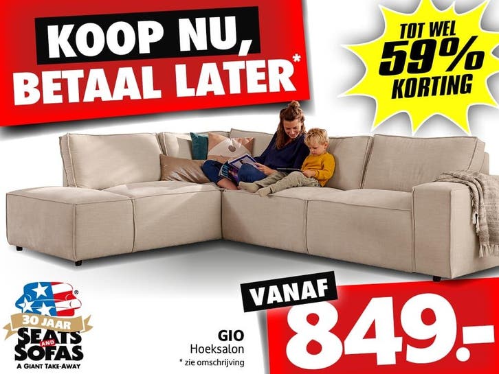 Gio Hoeksalon vanaf €849.-  Betaal in 12x zonder rente!, Maison & Meubles, Canapés | Salons