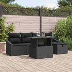 vidaXL Tuinbank Set met kussen 6 pcs Zwart poly rattan, Verzenden, Nieuw