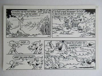 Paul Geerts - 1 Original page - Suske en Wiske - De vlijtige, Boeken, Nieuw