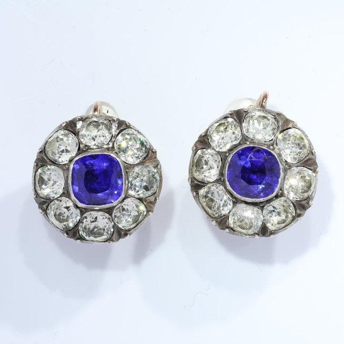 Oorbellen - 18 karaat Roségoud - Strass, Antiek 1850, Handtassen en Accessoires, Oorbellen