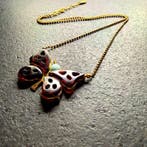 Collier papillon en ambre et larimar, taillé à la main, en, Collections