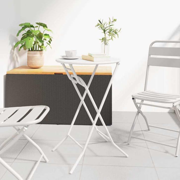 vidaXL Tuin Tafel Wit 50 x 50 x 72 cm Metaal, Tuin en Terras, Tuintafels, Nieuw, Verzenden