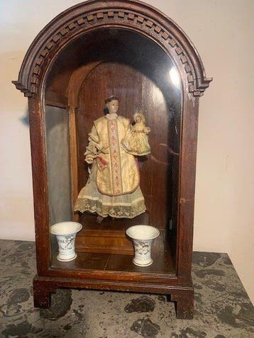 Beeld, Sint Antonius met kind - 70 cm - Was, Textiel, Hout,, Antiek en Kunst