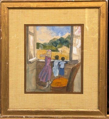 Yvonne Brudo (1880-1962) - Enfants à la fenêtre (vendu sans