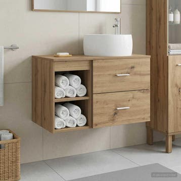 vidaXL Badkamermeubel Set 2 st Artisanaal eiken Bewerkt hout, Huis en Inrichting, Verzenden, Nieuw