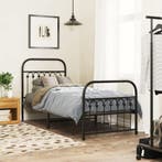 vidaXL Bedframe met hoofd- en voeteneinde metaal zwart, Verzenden