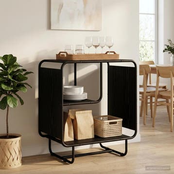 vidaXL Dressoir Zwart eiken 60 x 37.5 x 64.5 cm Bewerkt hout, Huis en Inrichting, Verzenden, Nieuw