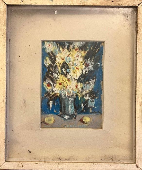 Carlo Montarsolo (1922-2005) - Fiori chiari su fondo bleu, Antiek en Kunst, Kunst | Schilderijen | Klassiek