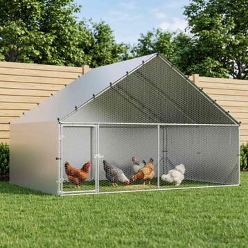 vidaXL Kippenhok met dak Zilverkleurig 300 x 200 x 190 cm, Verzenden