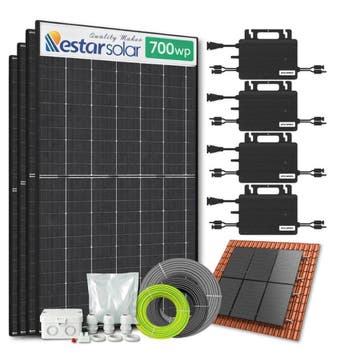 Zonnepanelen pakket voor schuindak - 2.8 kW - 4x 700, Ophalen of Verzenden, Nieuw