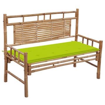 vidaXL Tuinbank met kussen 120 cm bamboe, Verzenden, Nieuw