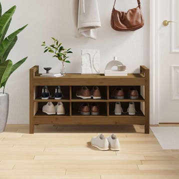 vidaXL Halbankje 110x40x60 cm massief grenenhout honingbruin, Verzenden