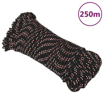 vidaXL Boot touw 4 mm 250 m polypropyleen zwart, Verzenden, Nieuw