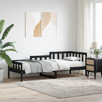 vidaXL Slaapbank 80x200 cm massief grenenhout zwart, Verzenden, Nieuw