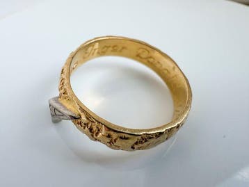Ring - 18 karaat Geel goud, wit metaal - 0.02ct. tw. Diamant, Nieuw
