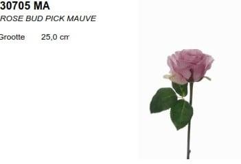 Zijden Roos Bud knop Half Open Mauve per stuk, Nieuw