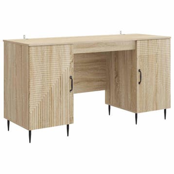 vidaXL Bureau met plank Sonoma Eiken 142,5 x 50 x 75 cm, Huis en Inrichting, Bureaus, Verzenden, Nieuw