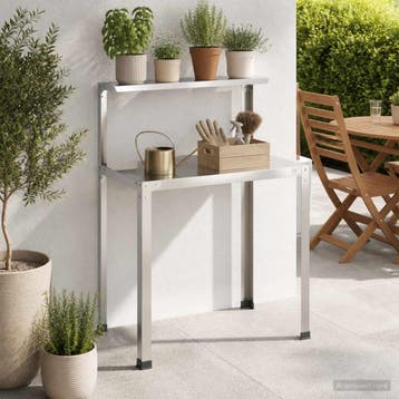vidaXL Planttafel 80 x 50 x 104 cm Roestvrij staal zilver, Tuin en Terras, Hand-tuingereedschap, Verzenden, Nieuw