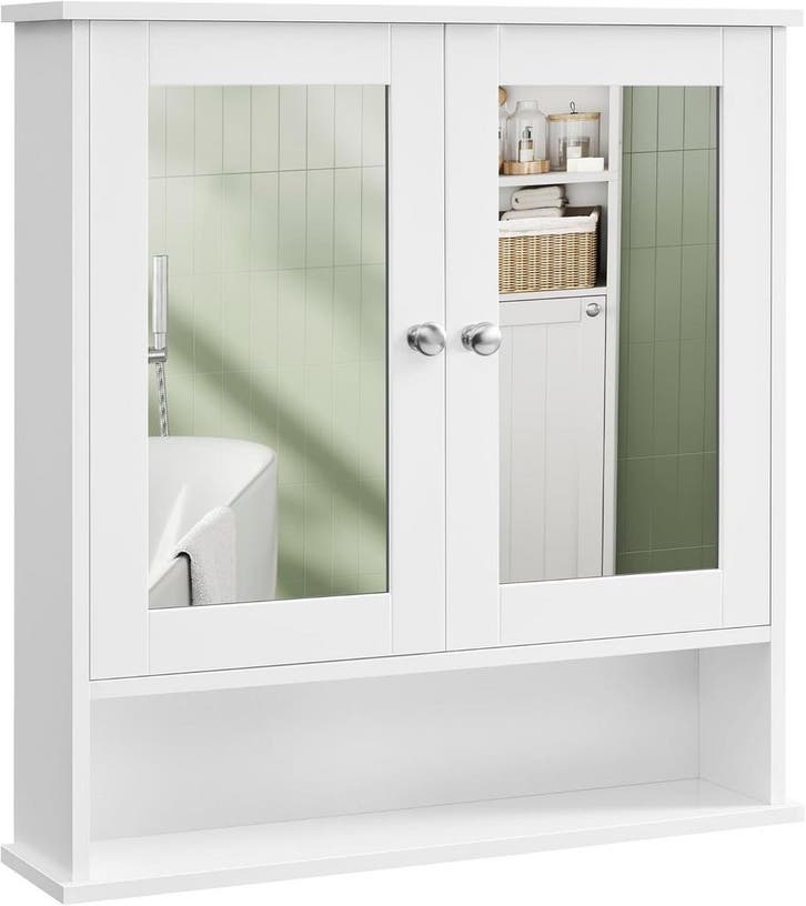 Badkamerkast - spiegelkast - 75x65 cm - twee deuren met, Huis en Inrichting, Badkamer | Badkamermeubels, Verzenden