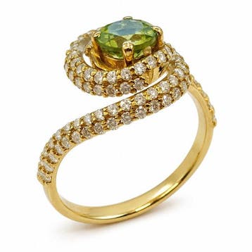 Zonder minimumprijs - Ring Zilver - 1.63ct. tw. Olivijn -, Nieuw
