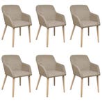 vidaXL Eetkamerstoelen 6 st stof en massief eikenhout beige, Verzenden, Nieuw