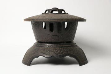 Antiek Japans gietijzeren lantaarnvormige wierookbrander –