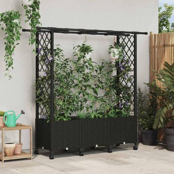 vidaXL Verhoogd Bed met Trellis en Dak Zwart 162,5 x 40 x, Verzenden