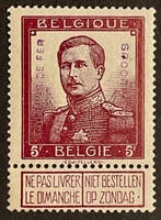 België 1915 - Spoorwegzegel - Gevleugeld wiel - 5 franc, Gestempeld