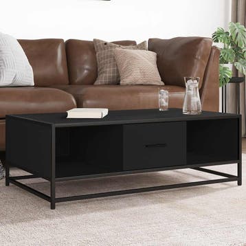vidaXL Salontafel 100x57x35 cm bewerkt hout en metaal zwart, Verzenden