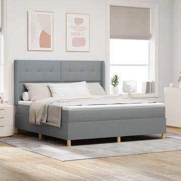 vidaXL Boxspring bed met hoofdeinde Lichtgrijs 180 x 200 cm, Verzenden, Nieuw